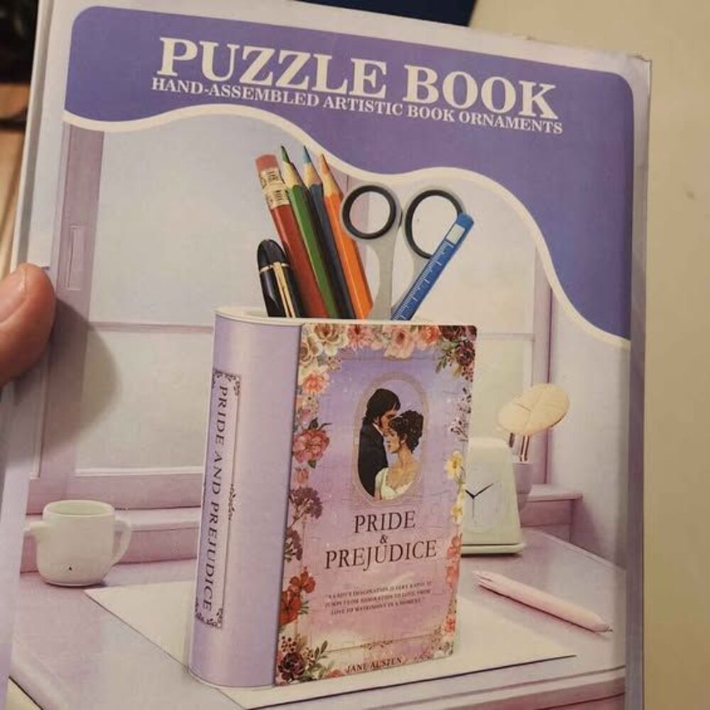 3D Puzzle Book Vase / Pen Holder featuring a Pride and Prejudice theme